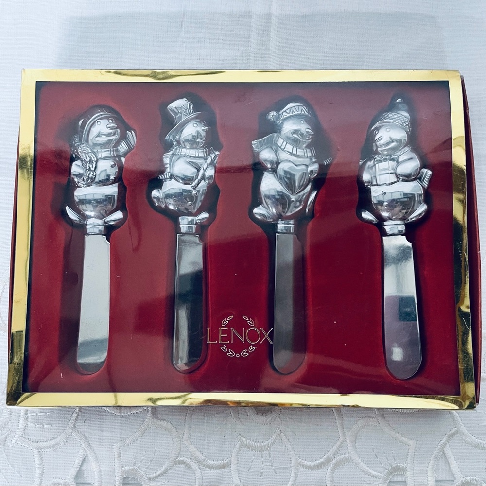 Lenox Yuletide Metal serve ware snowman speeders Christmas